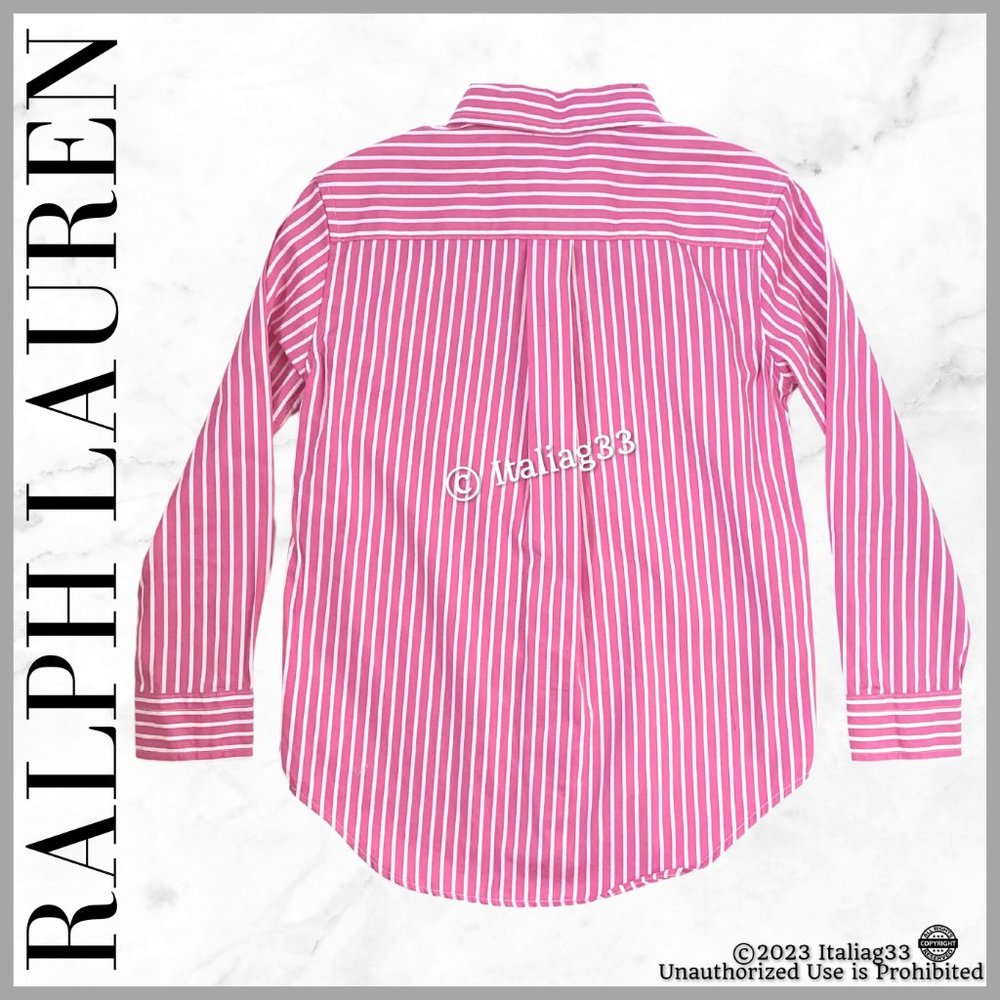 Ralph Lauren Polo Oxford Dress Shirt Pink Striped Long Sleeve Boys 6 Brand New! - Picture 2 of 13